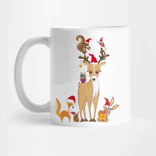 Christmas meeting of cute forest animals Mug